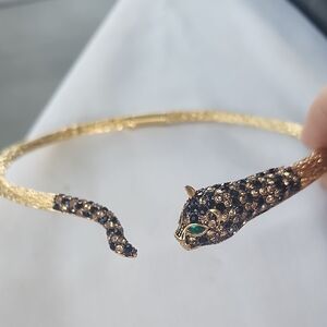 Gold Snake  Chocker Necklace with Green Stone Eyes